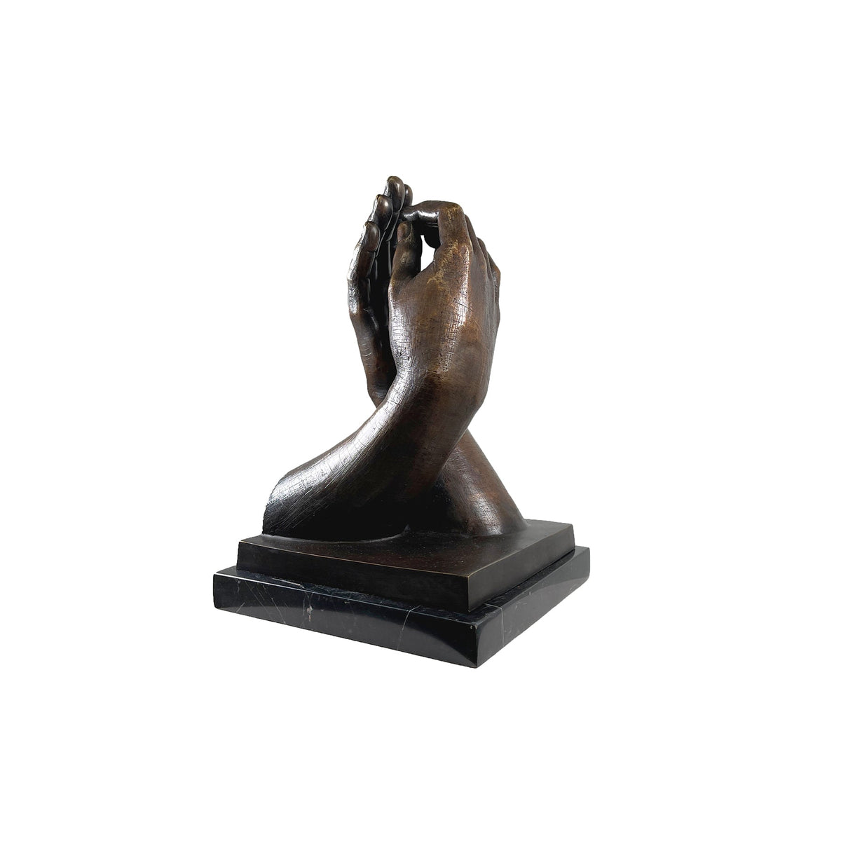 Grasping Hands Bronze Statue - Modern Tabletop Sculpture – view 4