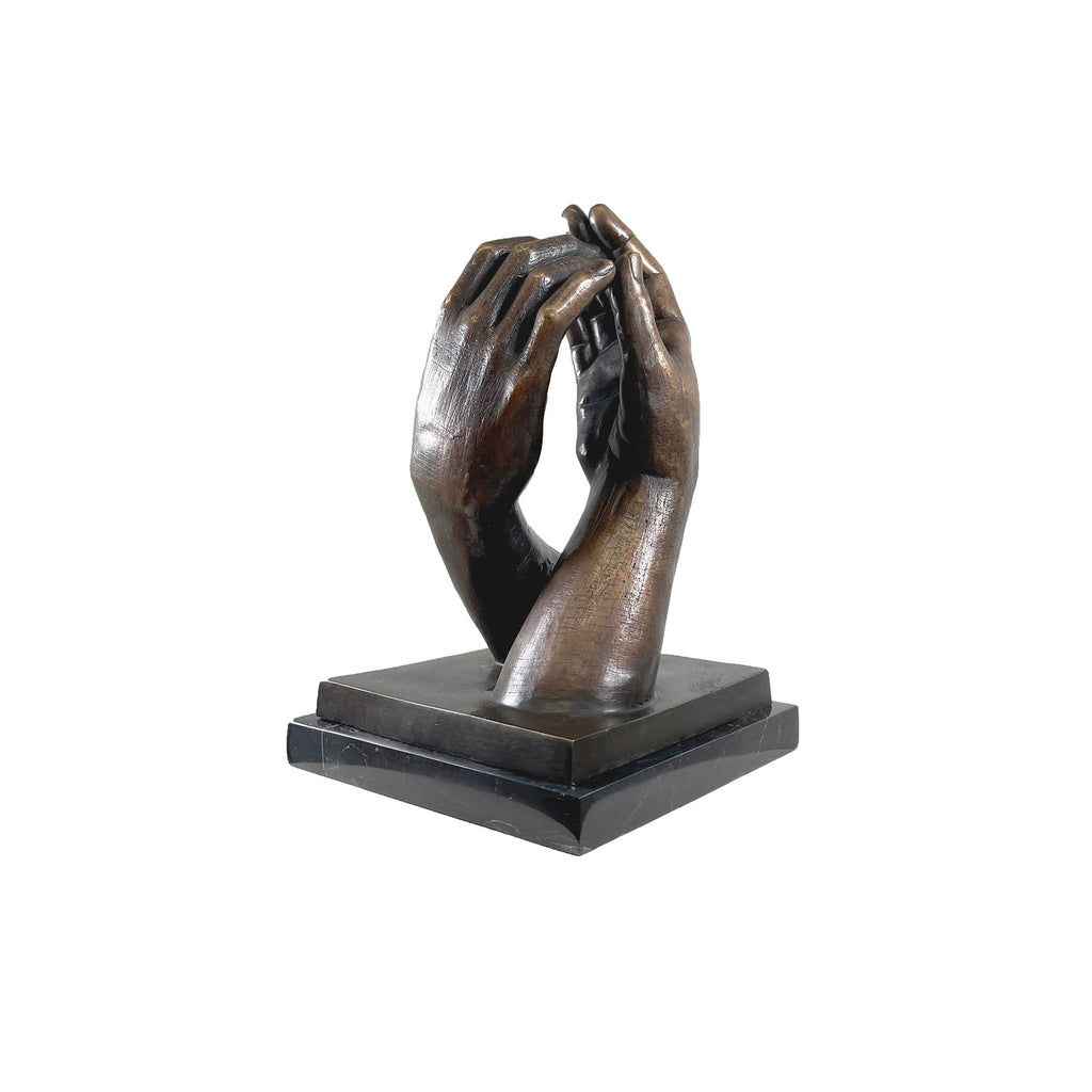 Grasping Hands Bronze Statue - Modern Tabletop Sculpture – view 2