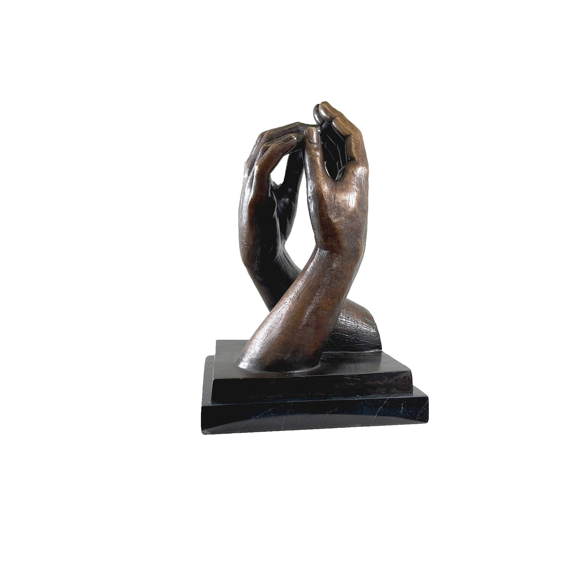 Grasping Hands Bronze Statue - Modern Tabletop Sculpture – view 3