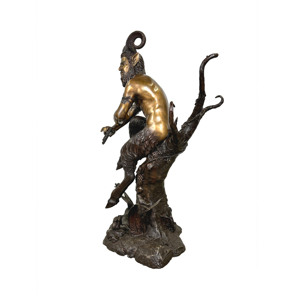 Mythological Pan with Panpipes Bronze Statue – view 2
