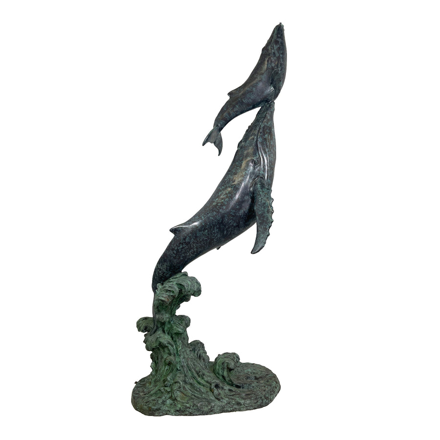 Whale & Calf Fountain Bronze Statue – view 1