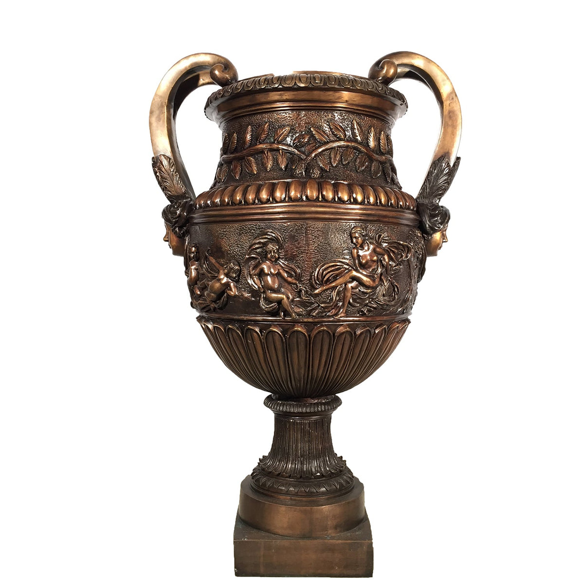 Boy Face Bronze Planter Urn – view 1