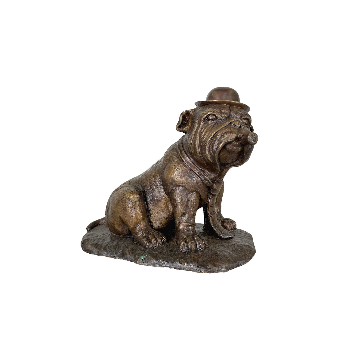 Smoking Bulldog Figurine Table-top Bronze Statue – view 1