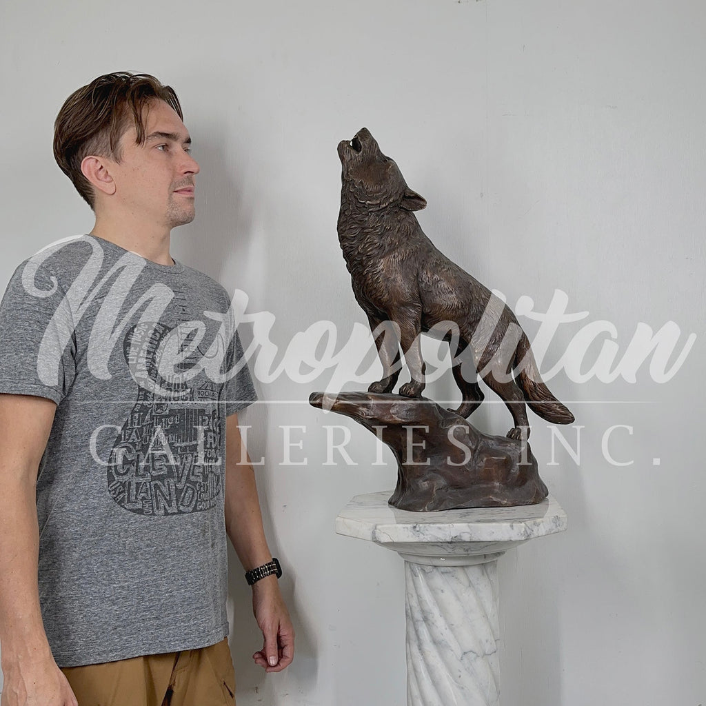 Howling Wolf Table-top Bronze Statue – view 5