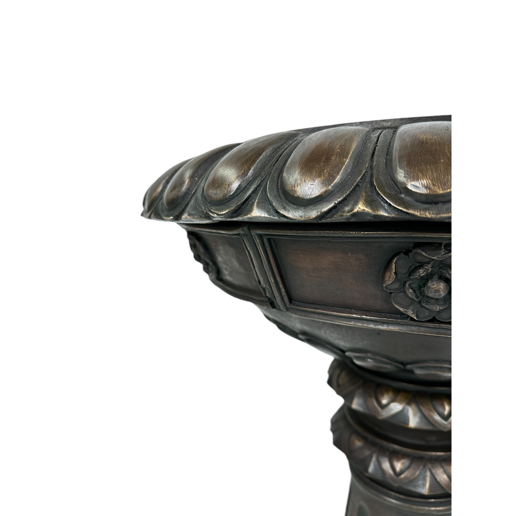 Bronze Birdbath Bowl on Pedestal – view 2