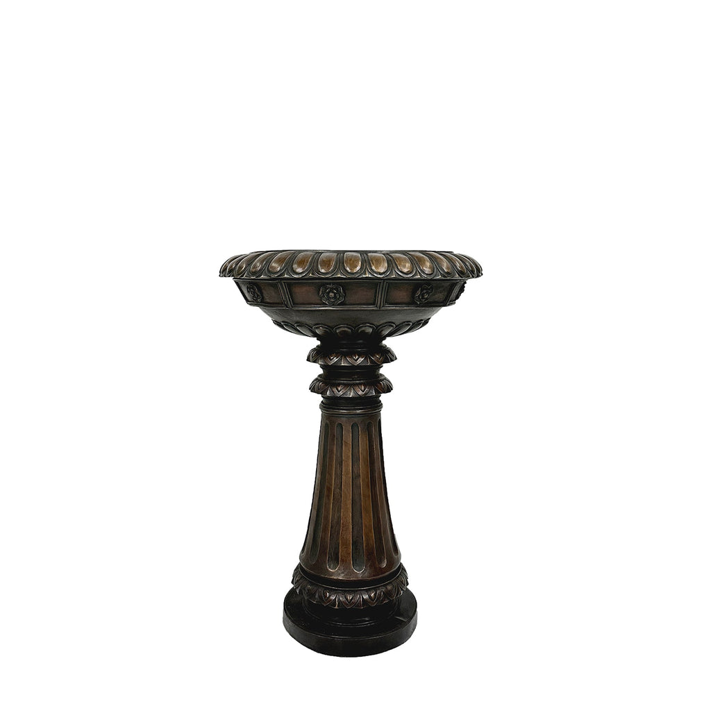 Bronze Birdbath Bowl on Pedestal – view 1