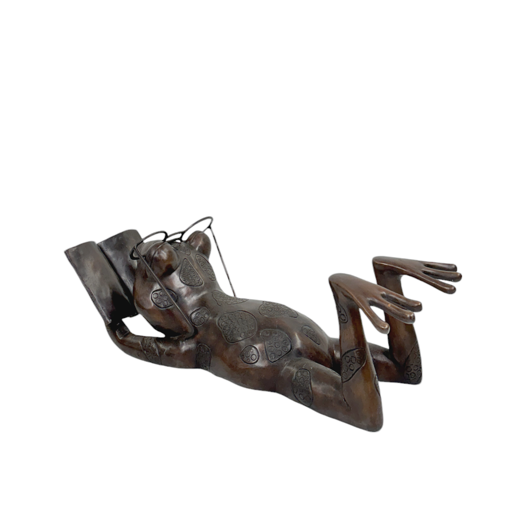 Frog Reading Book Bronze Fountain Statue – view 3