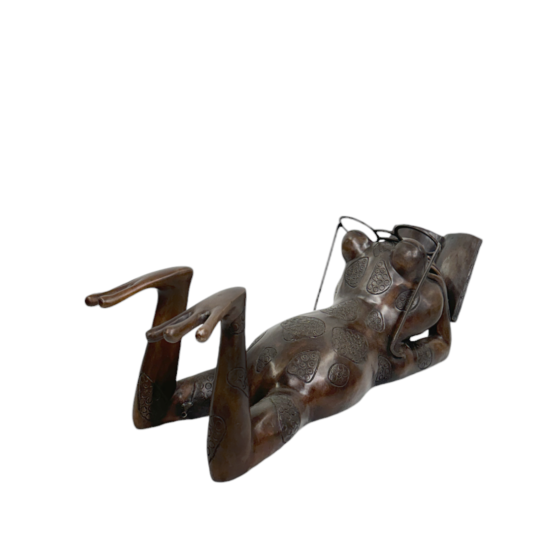 Frog Reading Book Bronze Fountain Statue – view 2