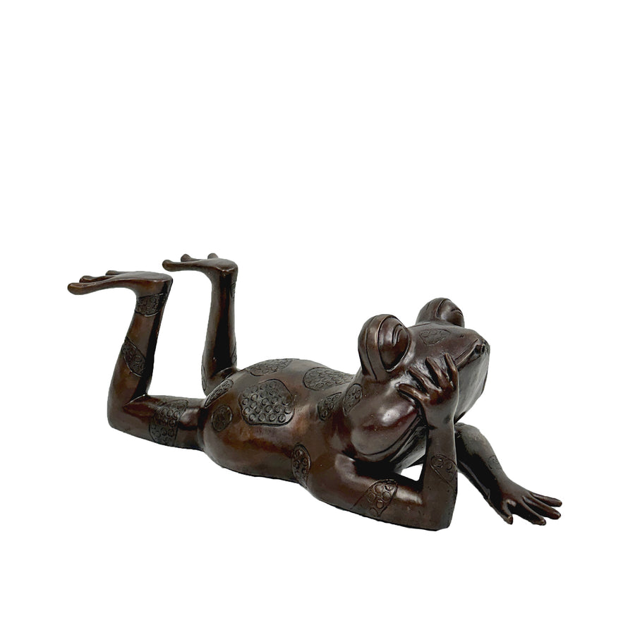 Thinking Frog Bronze Fountain Statue – view 1