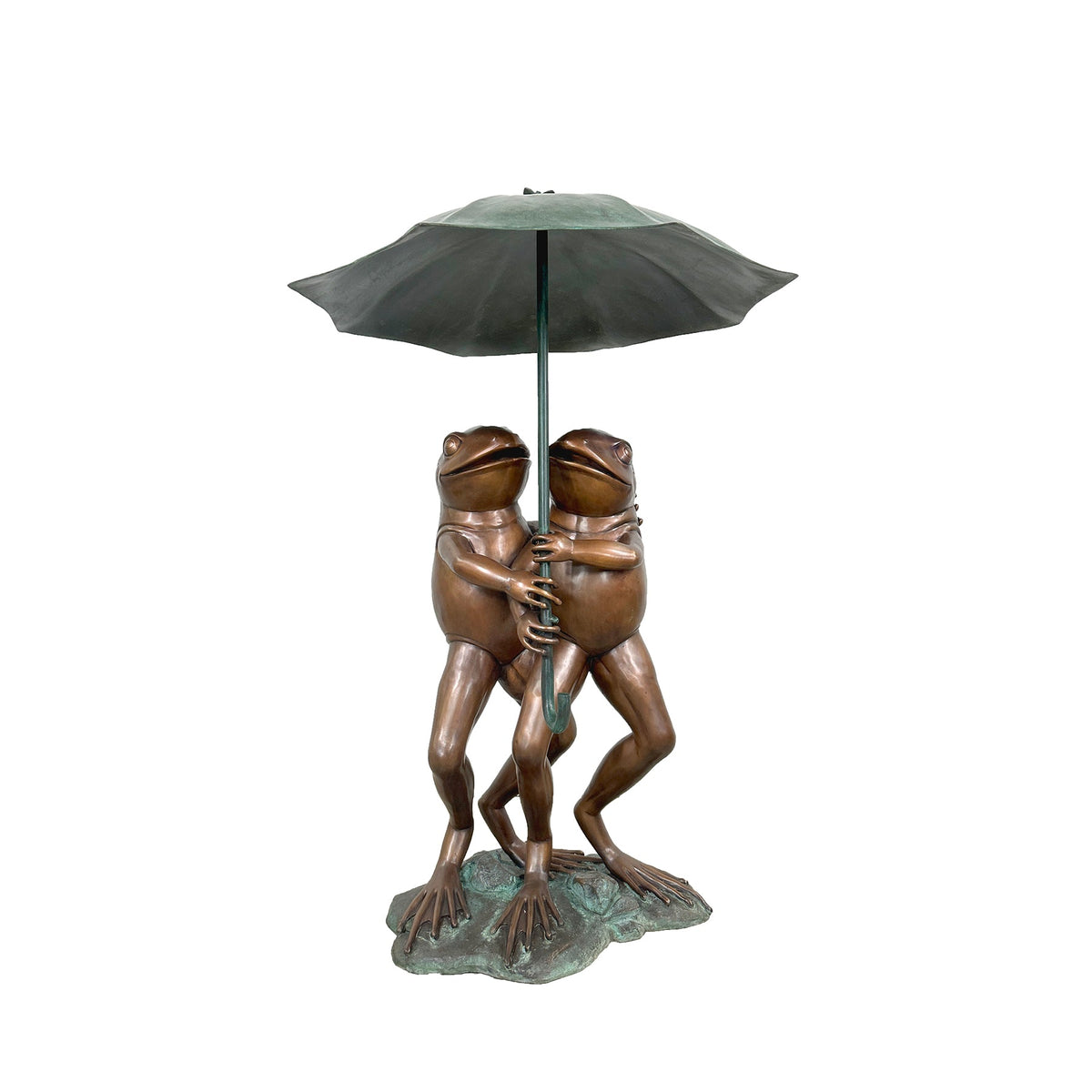 Frogs holding Umbrella Bronze Fountain Statue – view 1