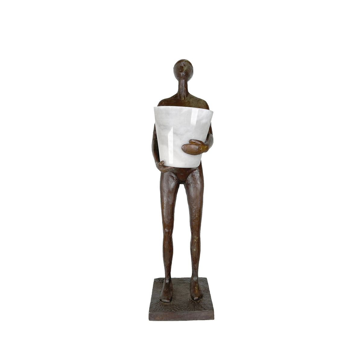 Modern Figure Trio holding Pots Table-top Bronze Statue – view 3