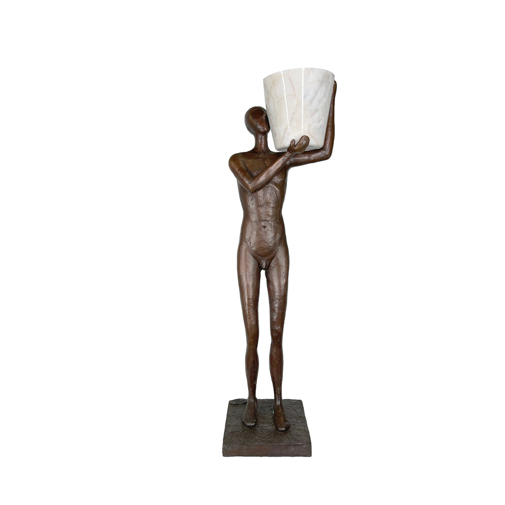 Modern Figure Trio holding Pots Table-top Bronze Statue – view 4