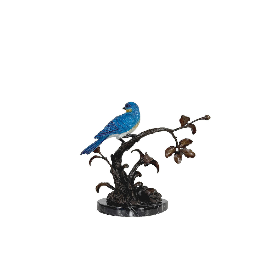 Bluebird on Branch Table-top Bronze Statue – view 3