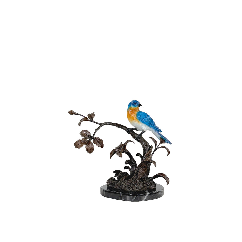 Bluebird on Branch Table-top Bronze Statue – view 1