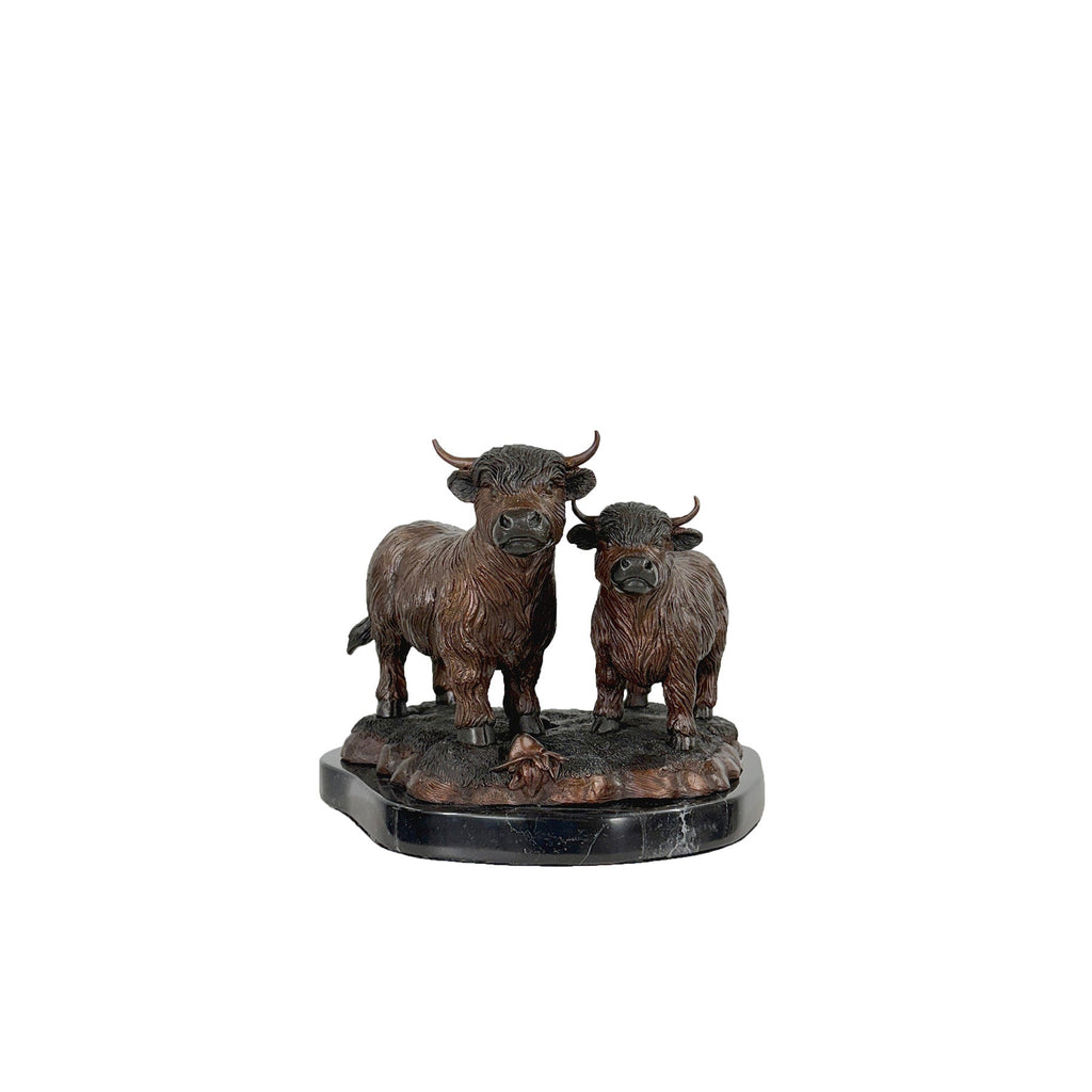 Highland Cows Table-top Bronze Statue – view 1