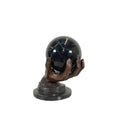 Hand holding Marble Ball Table-top Bronze Statue – view 1