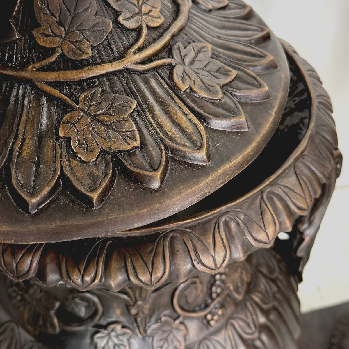 Classical Bronze Planter Urn with Lid Pair – view 5