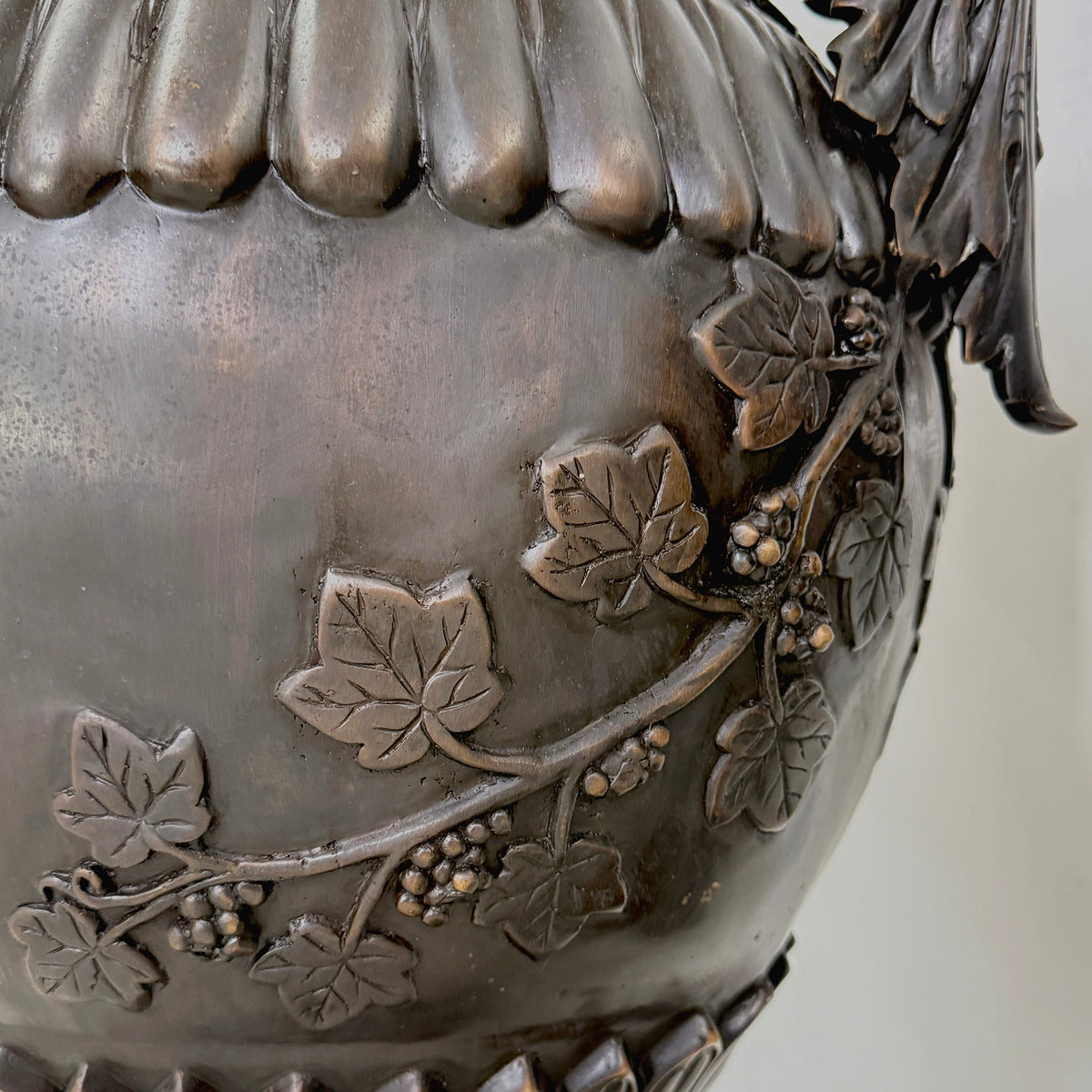 Classical Bronze Planter Urn with Lid Pair – view 4