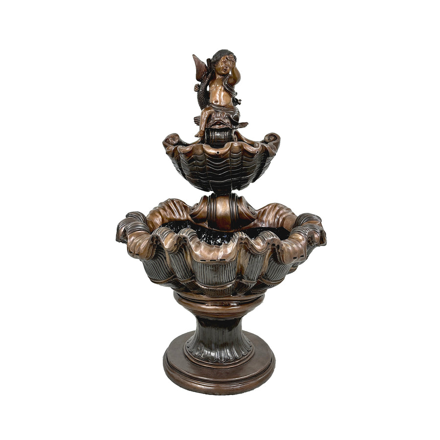 Bronze Putto on Fish Shell Fountain – view 1