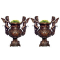 Two Cupids Bronze Planter Urn Pair – view 1