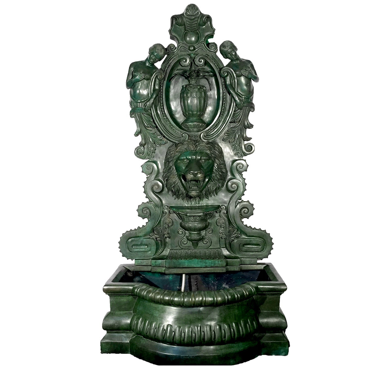 Lion & Nymphs Bronze Wall Fountain – view 1