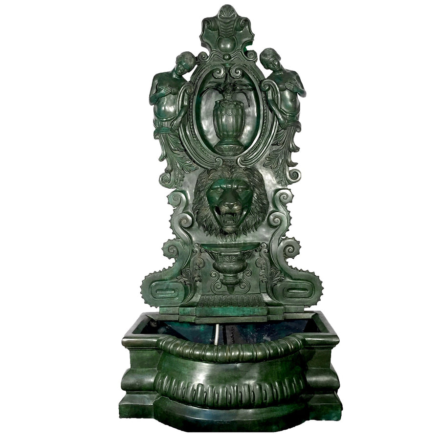 Lion & Nymphs Bronze Wall Fountain – view 1