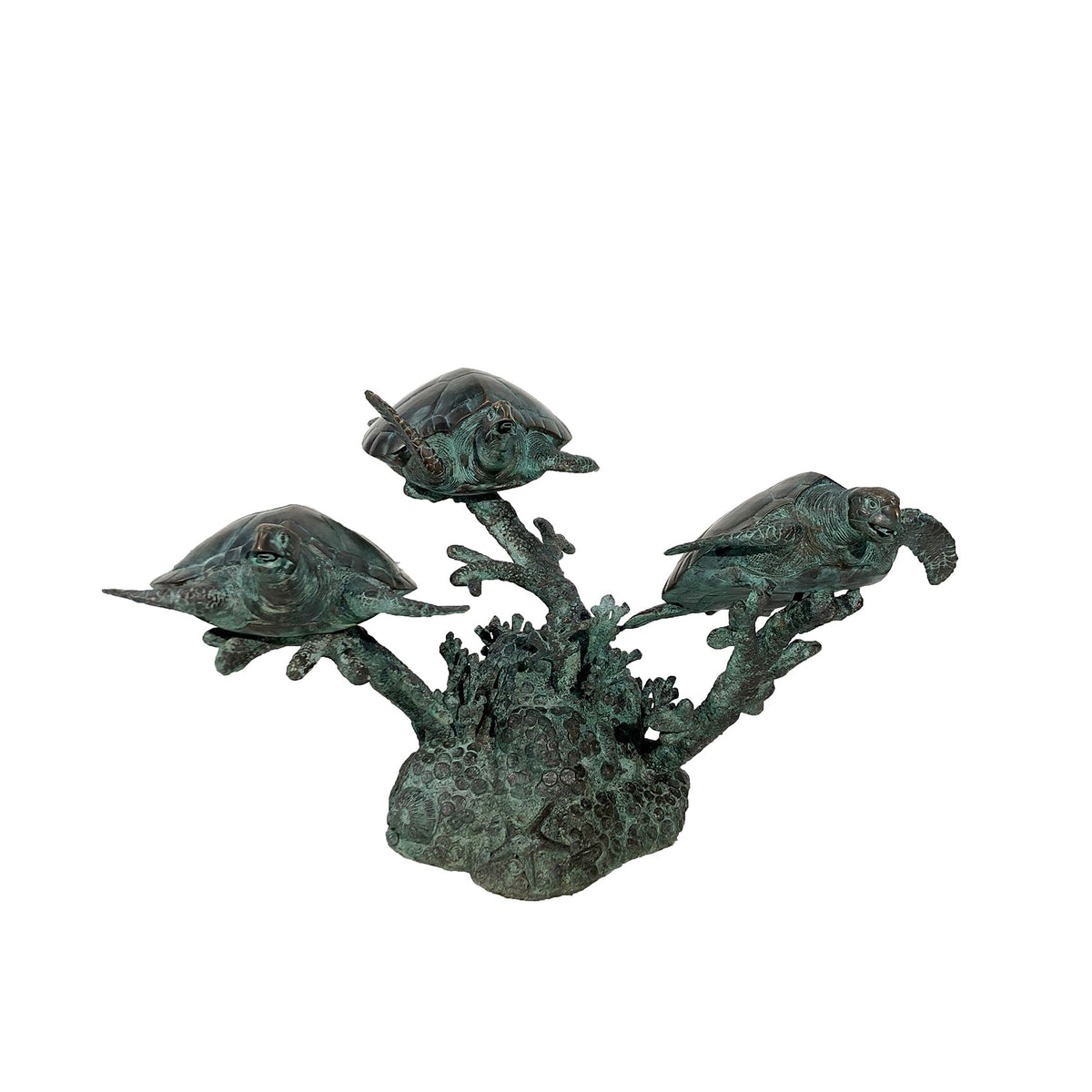 Three Sea Turtles Fountain Bronze Statue – view 1