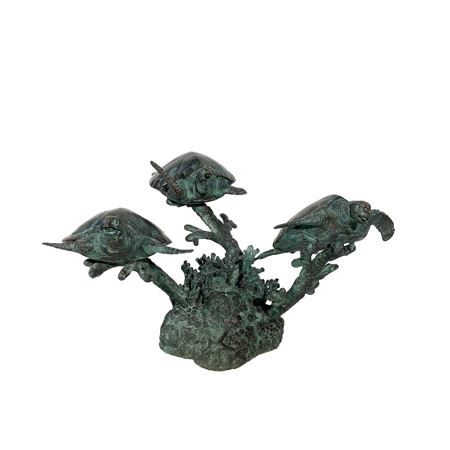 Three Sea Turtles Fountain Bronze Statue – view 1