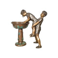Children at Water Bowl Fountain Bronze Statue – view 1