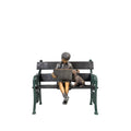 Girl Reading Book on Bench with Puppy Bronze Statue – view 1