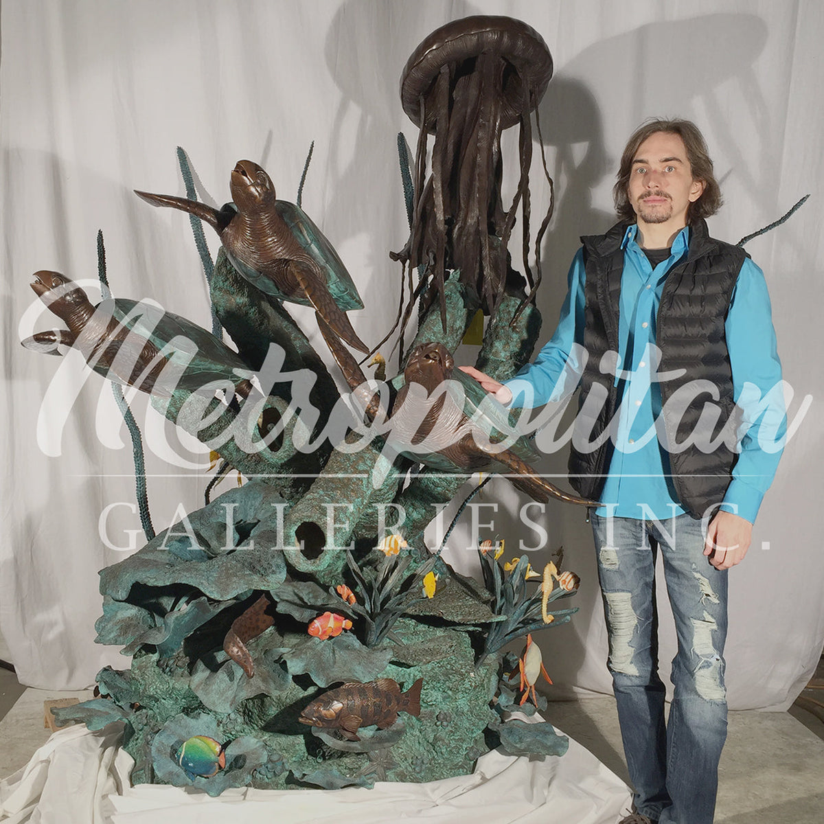 Sea Fantasy Fountain Bronze Statue – view 2