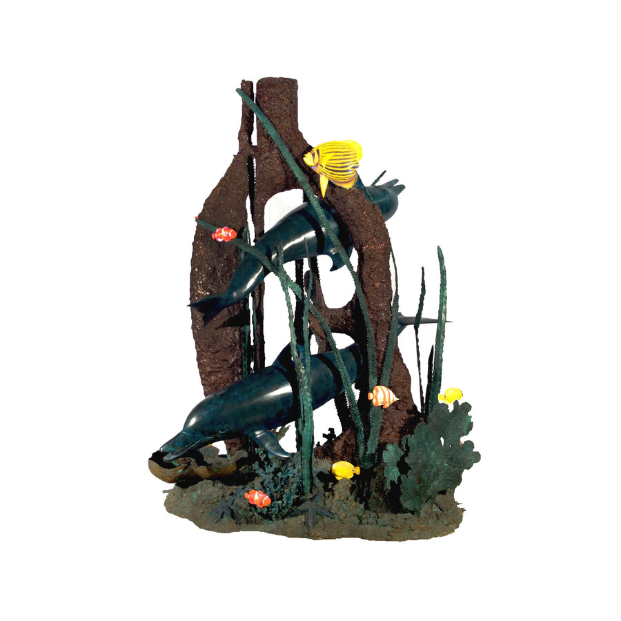 Dolphins Under the Sea Bronze Fountain Statue – view 1