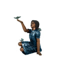 Sitting Girl with Butterflies Bronze Statue – view 3