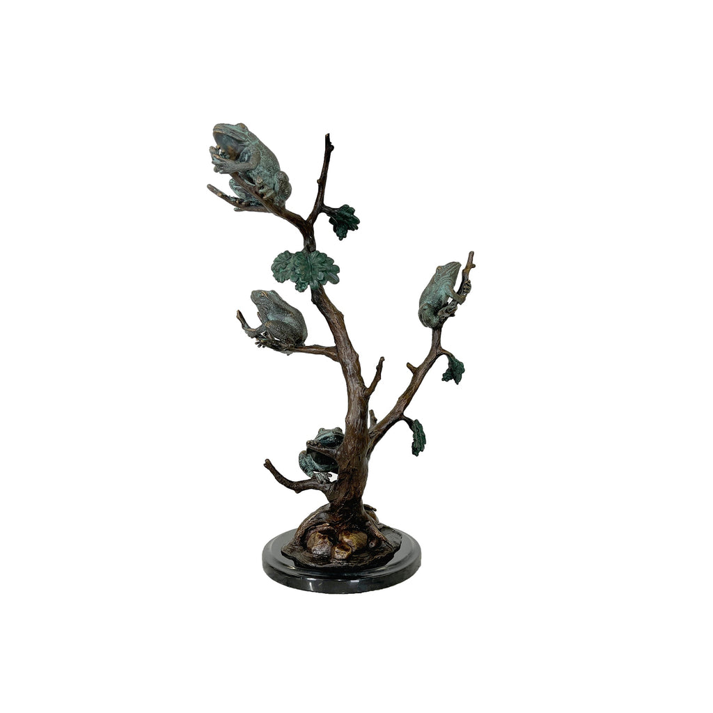 Four Frogs on Tree Bronze Table-top Statue – view 2
