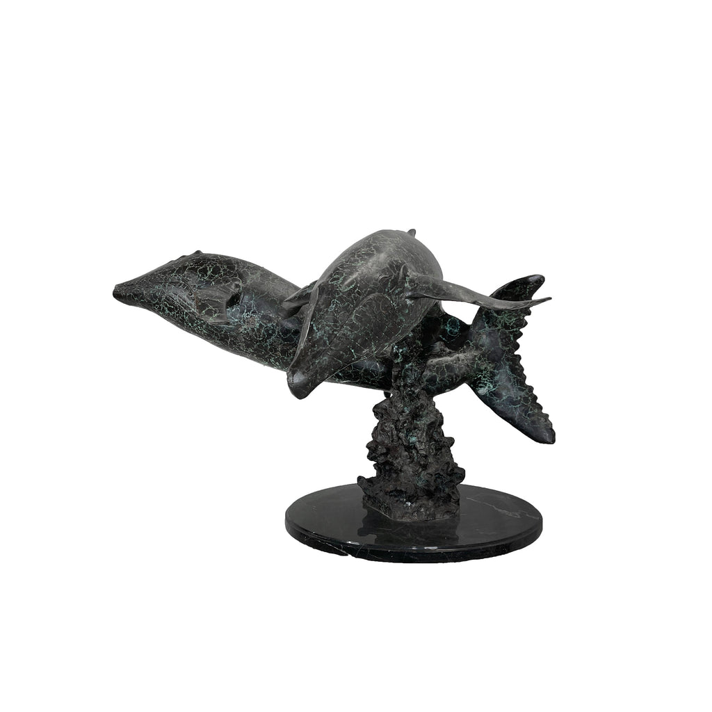 Whale Duo Table-top Bronze Statue – view 2