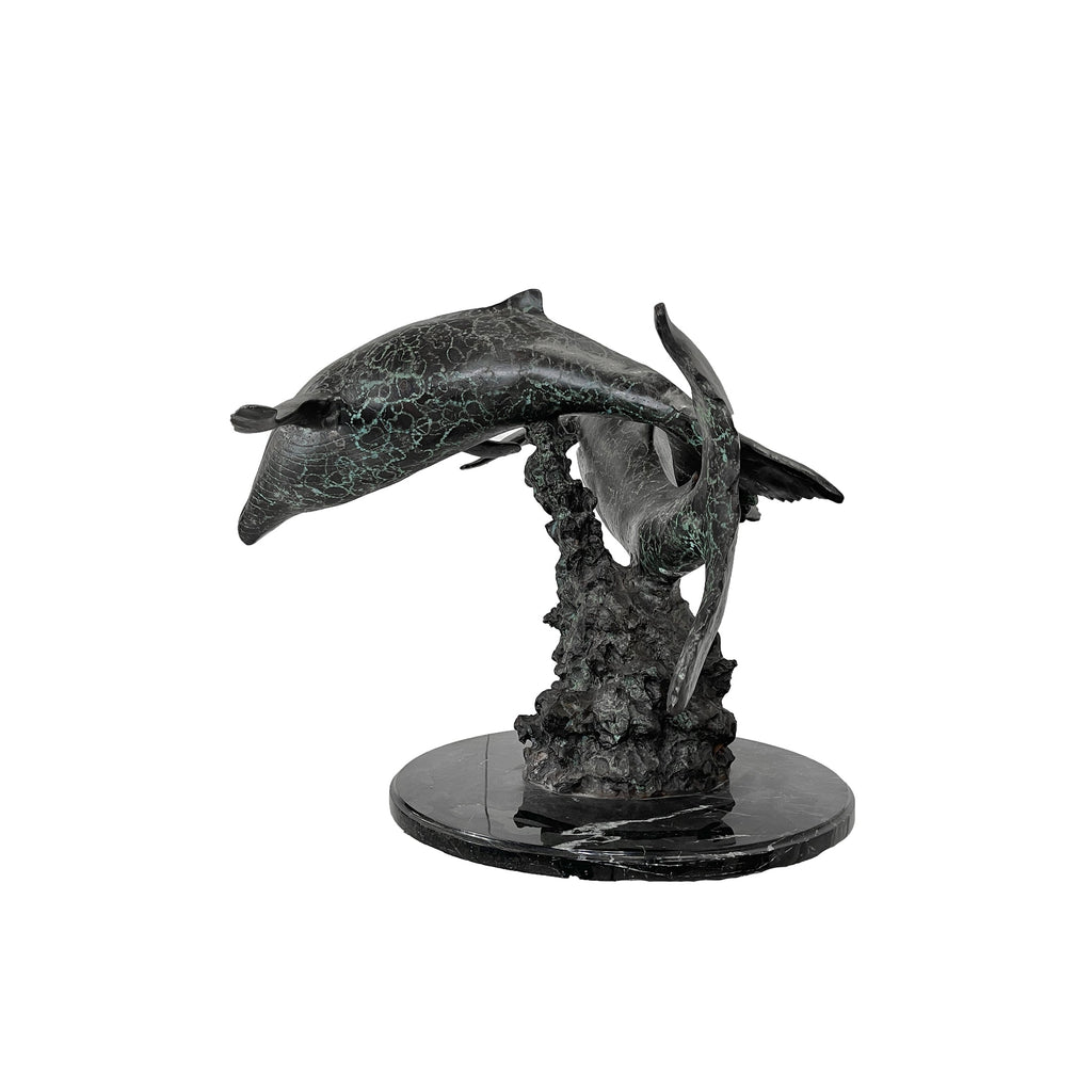 Whale Duo Table-top Bronze Statue – view 3