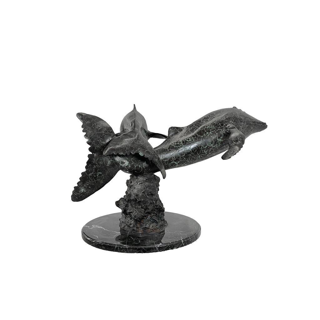 Whale Duo Table-top Bronze Statue – view 4