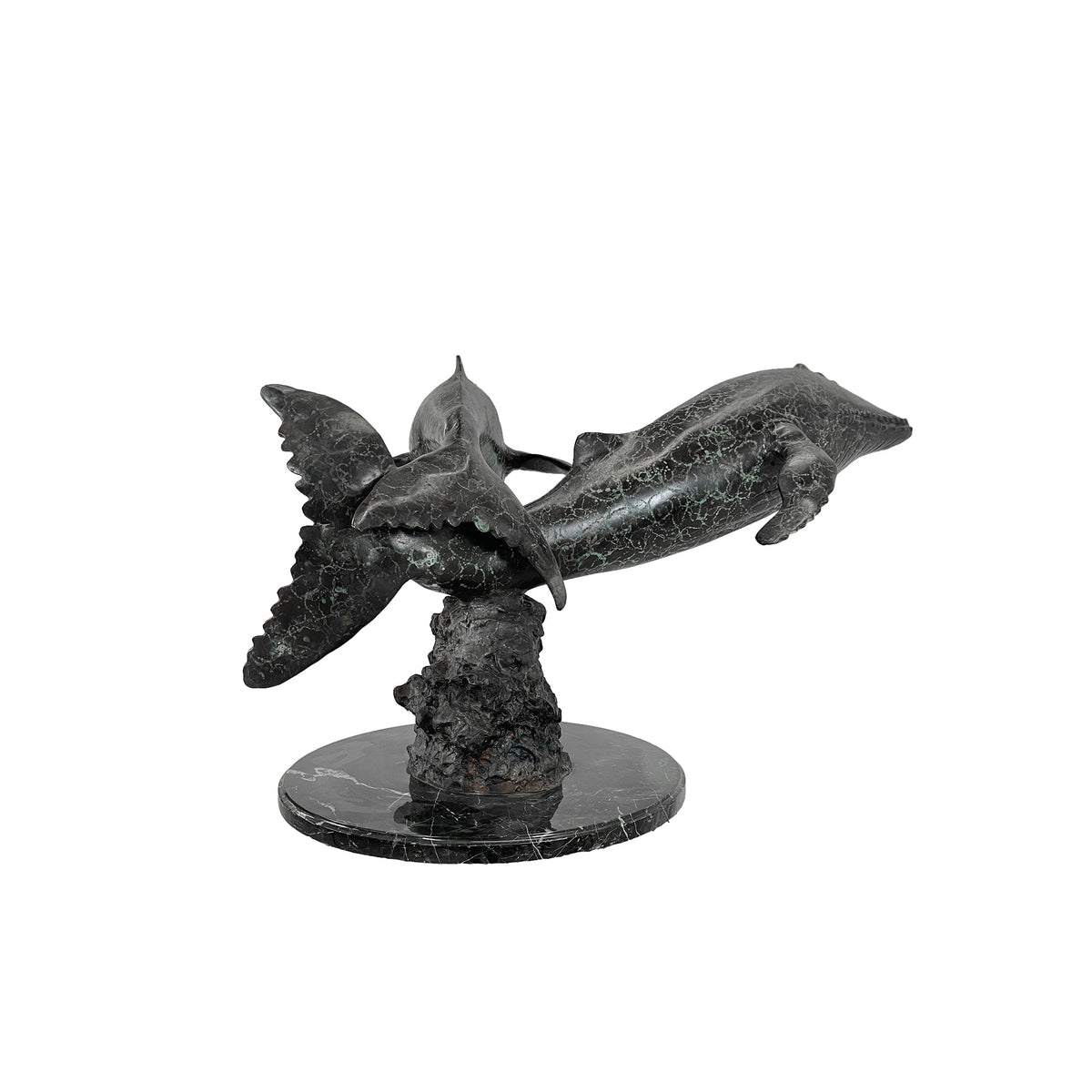 Whale Duo Table-top Bronze Statue – view 4