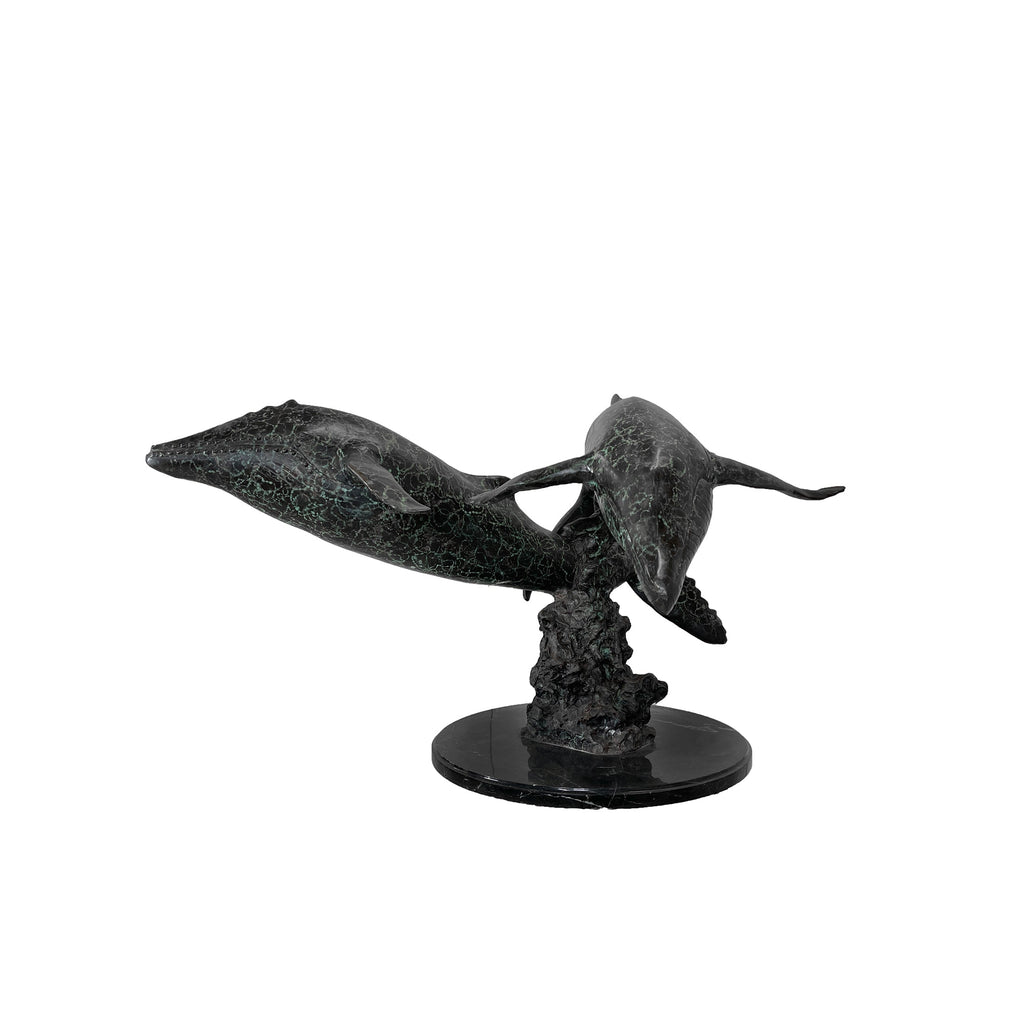 Whale Duo Table-top Bronze Statue – view 1