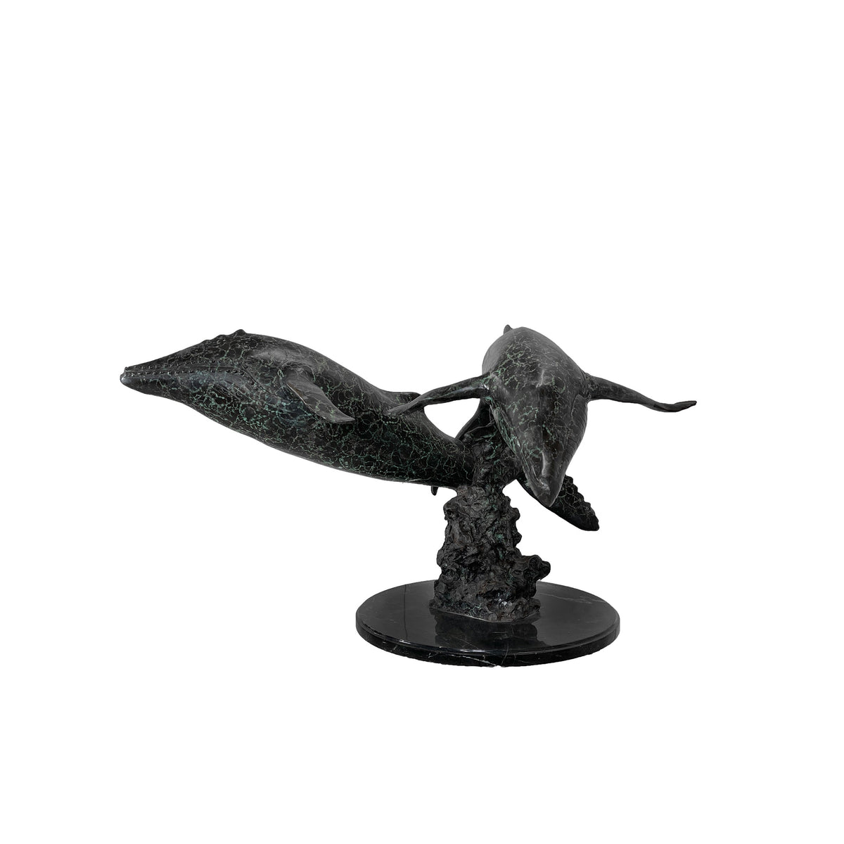 Whale Duo Table-top Bronze Statue – view 1