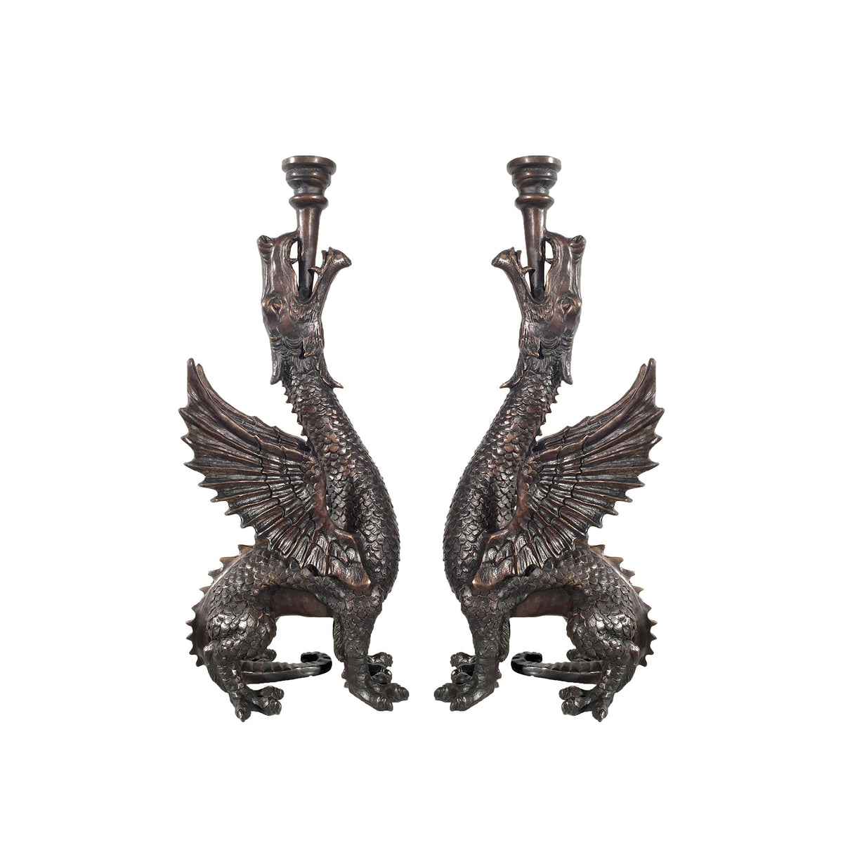 Dragon Candle Holder Bronze Statue Set - Table-Top Sculptures – view 1