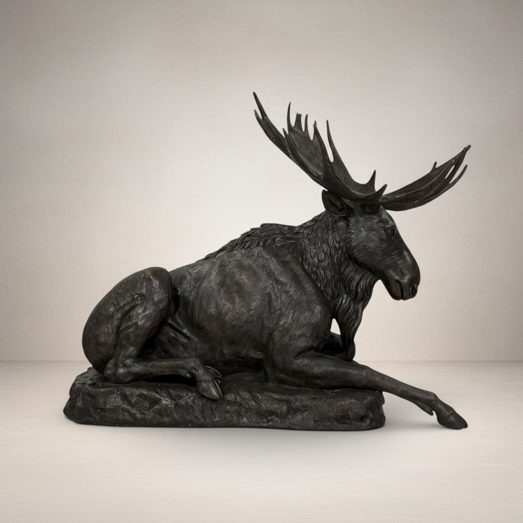Reclining Moose Bronze Statue – view 3