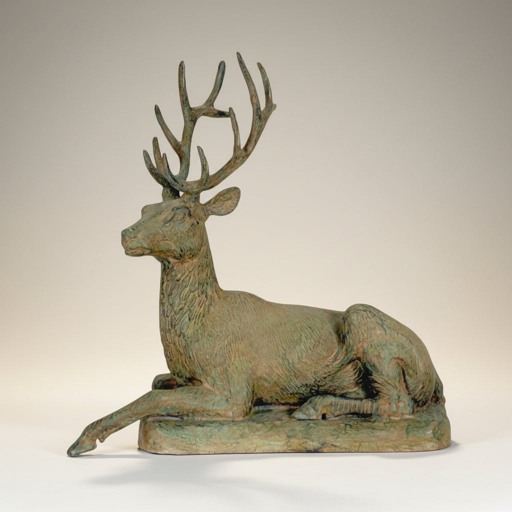 Reclining Deer Table-top Bronze Statue – view 4