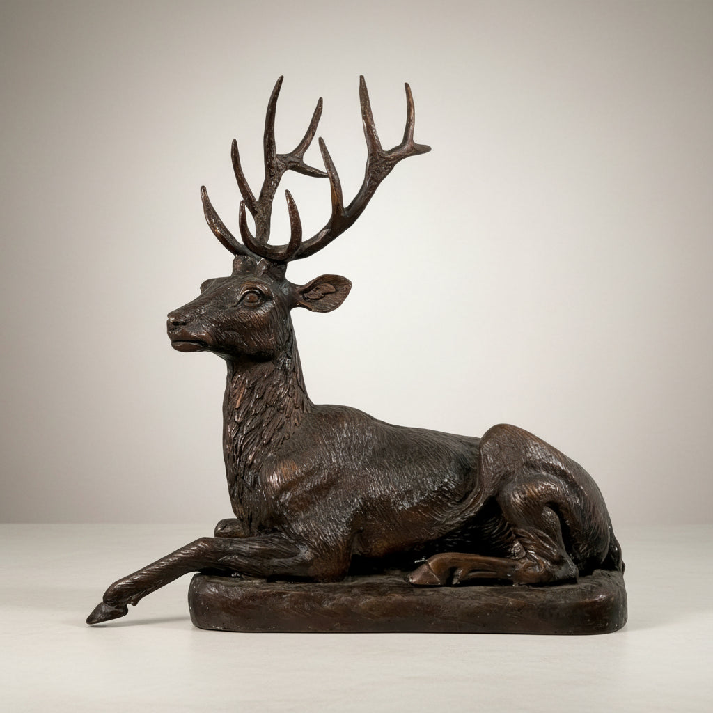 Reclining Deer Table-top Bronze Statue – view 3