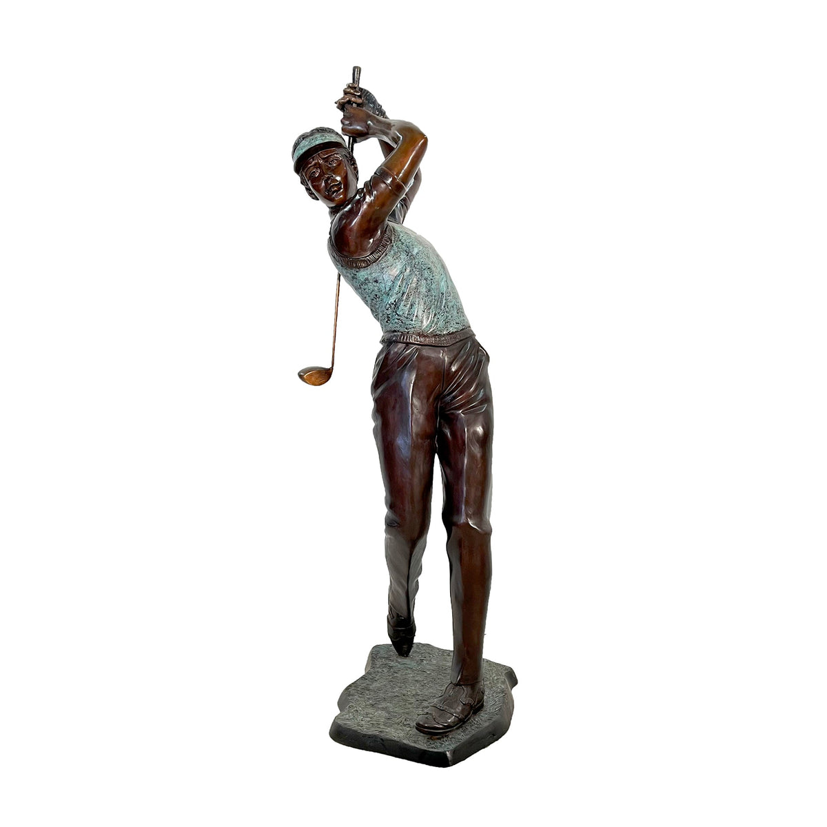 Male Golfer Post-Swing Bronze Statue – view 1