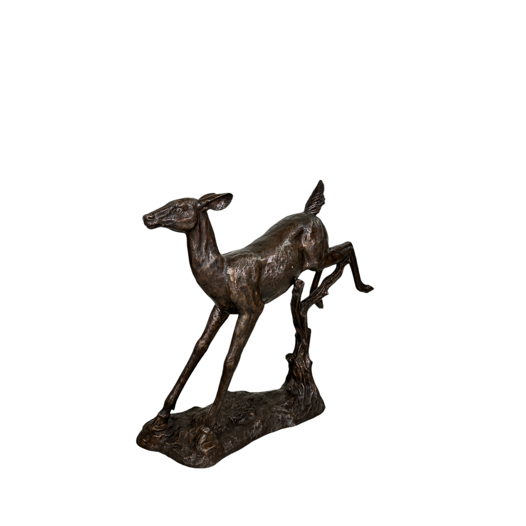 Jumping Fawn Bronze Statue – view 2