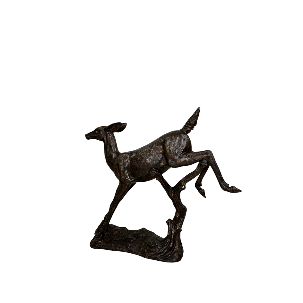Jumping Fawn Bronze Statue – view 3