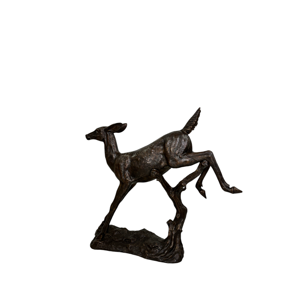 Jumping Fawn Bronze Statue – view 3