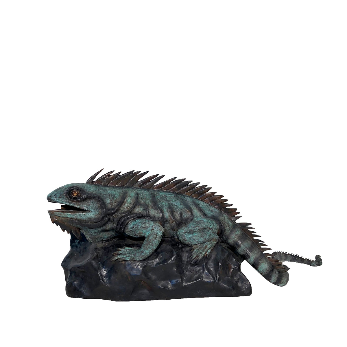 Iguana on Rock Fountain Bronze Statue – view 1