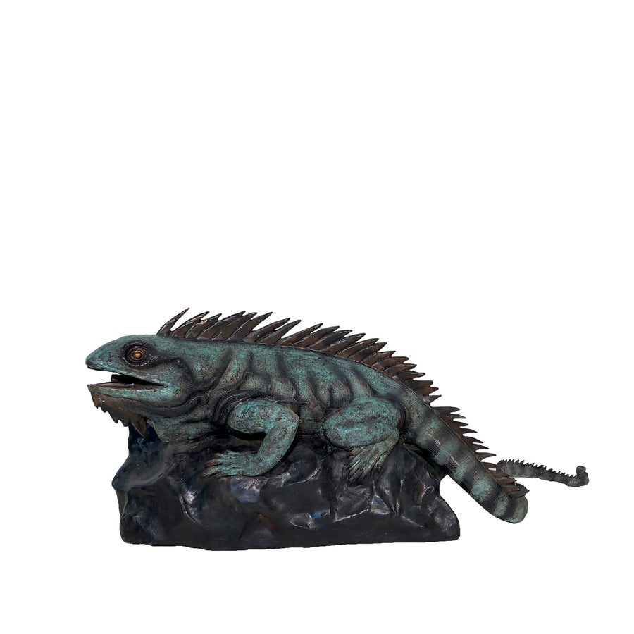 Iguana on Rock Fountain Bronze Statue – view 1